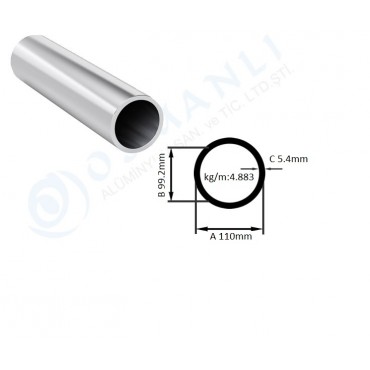 Alüminyum Boru Dış Çap 110mm  Et Kalınlık 5.4mm